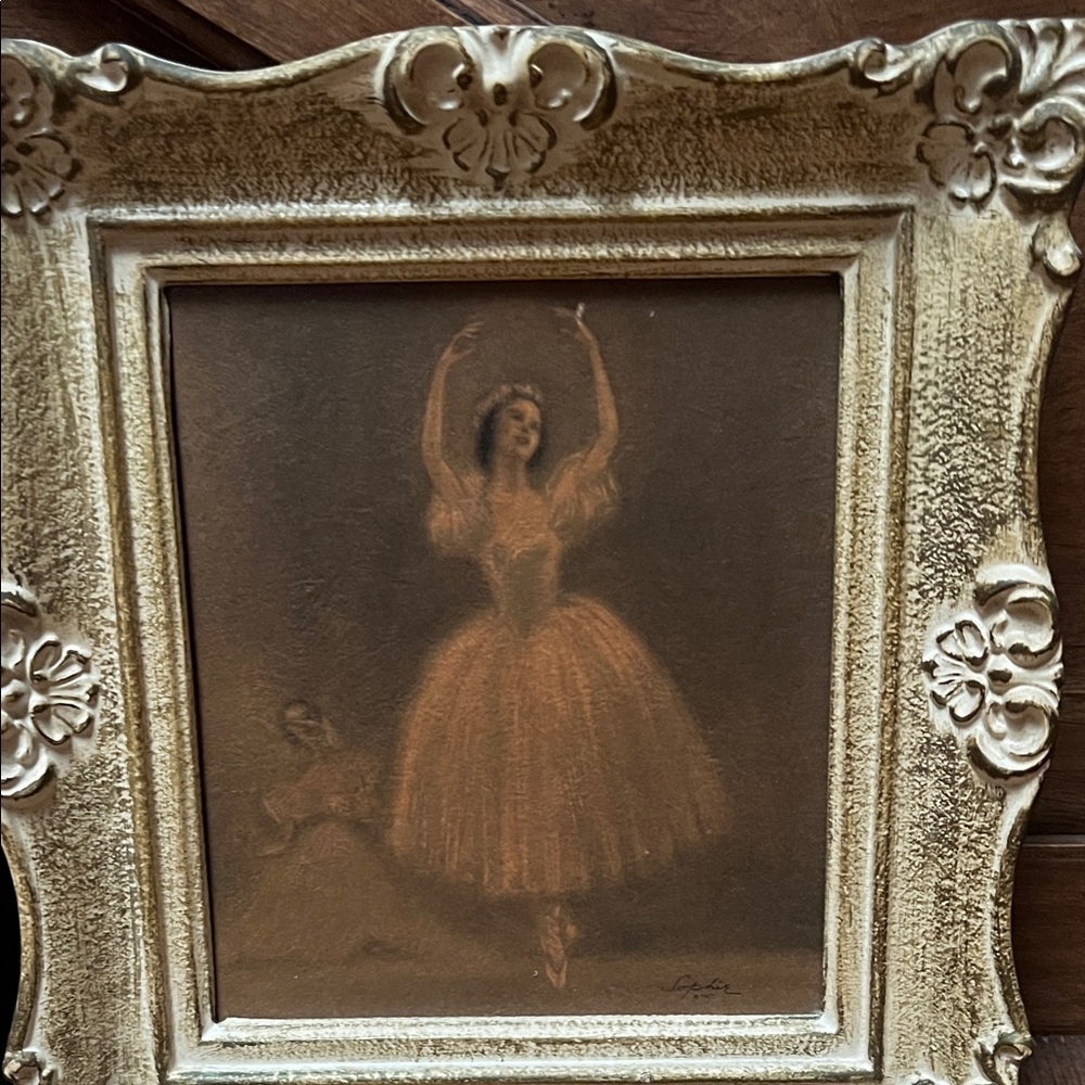 2 FRAMED VINTAGE SOPHIE BALLERINA PRINTS/LITHOGRAPHS- 1920 OR 1930'S- TMCO - Picture 3 of 5